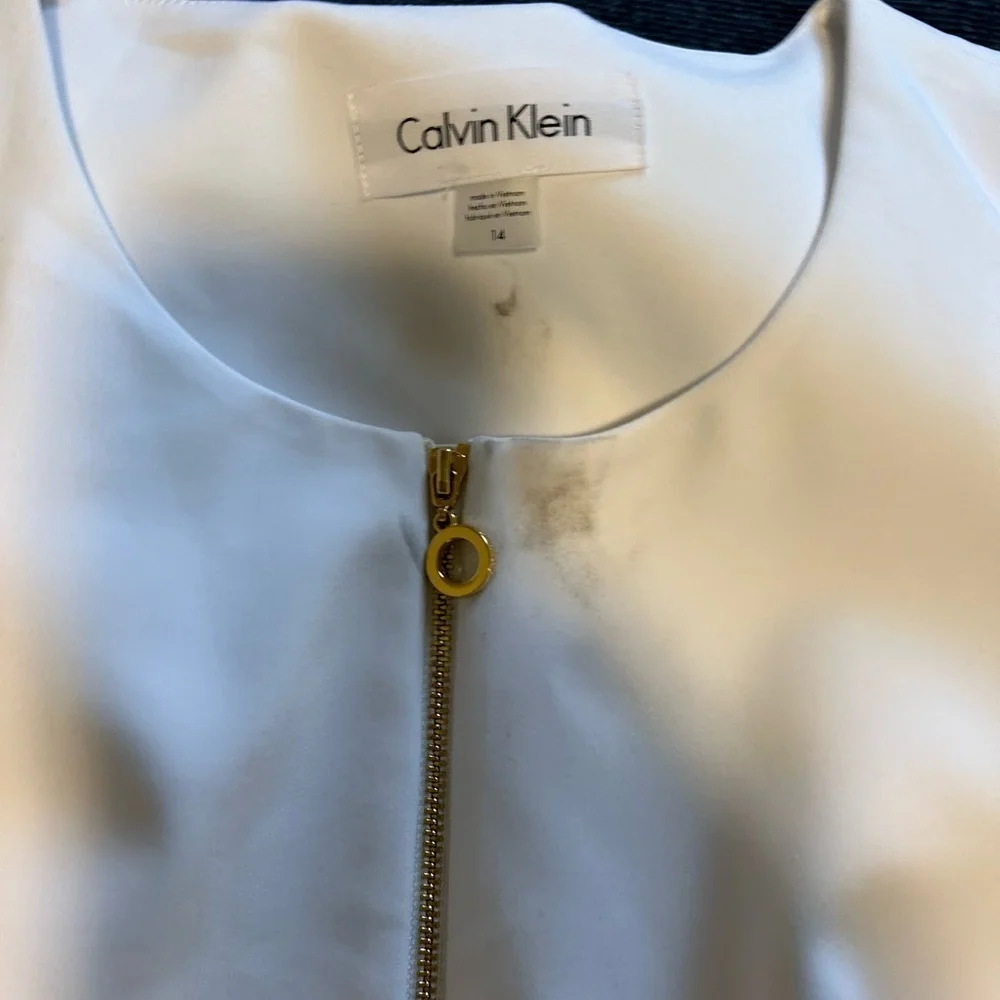 NWT Calvin Klein white Blazer with minor stains sz 14 - Picture 3 of 10